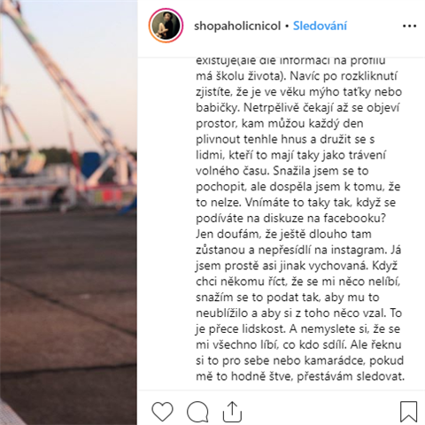 Instagramová Shopaholic Nicol pod palbou: Lidé na Facebooku jsou zlí a  nemají mě rádi
