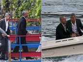 Barack Obama a George Clooney se projeli lodí. A jsou z toho snímky jako z...