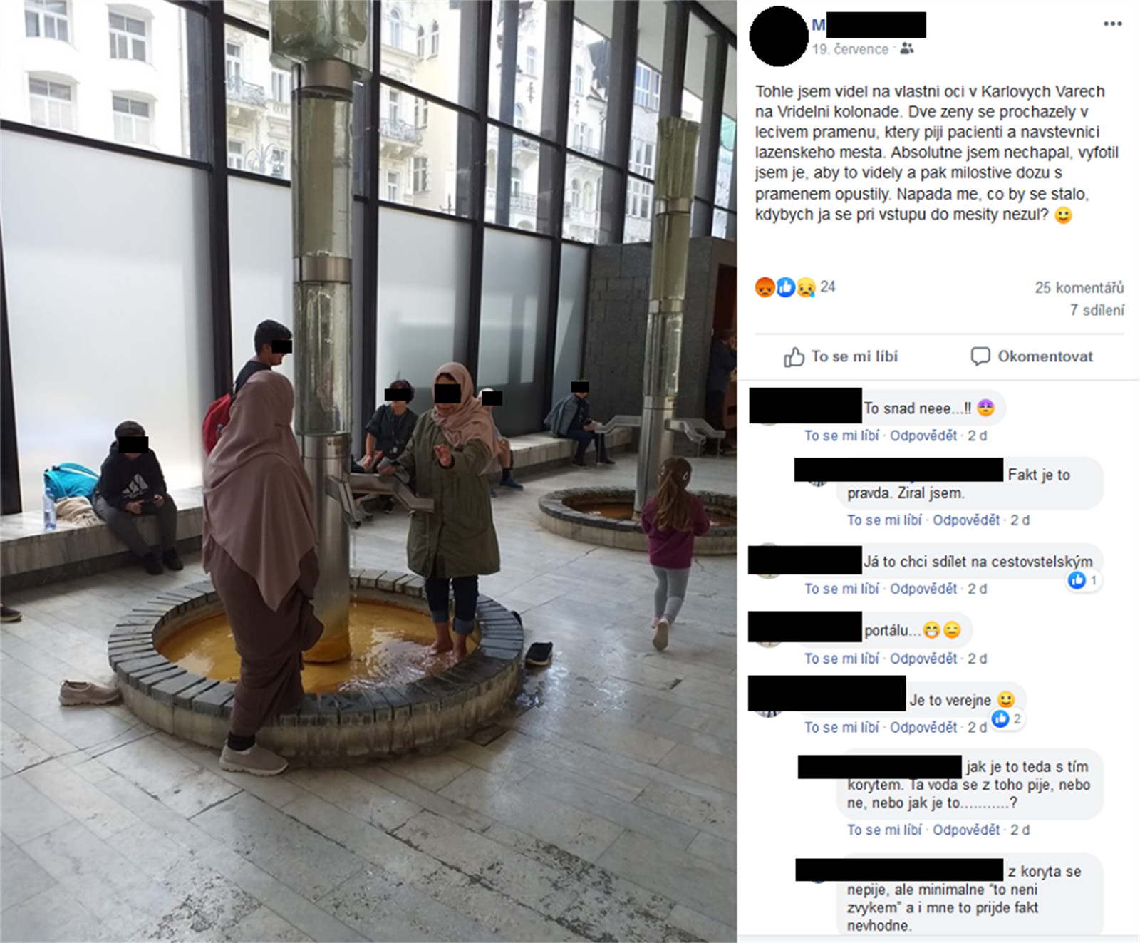 Na Facebooku se objevila fotografie dvou muslimek koupajcch se v jednom z...