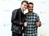 Mikolas Josef na tiskové konferenci eské Miss se zpvákem Nikem.