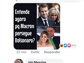 Brazilský prezident Bolsonaro se trapn vysmál Macronov manelce Brigitte.