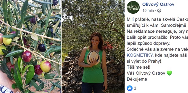 Česká pošta? Nikdy víc, říká Klára Doležalová, která už olivový olej posílá...