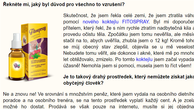 Rozhovor s Kateinou Cajthamlovou je vymylený, odkaz na pípravek na zázrané...