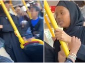 ena v hidábu rozpoutala rasovou melu v londýnském autobuse.