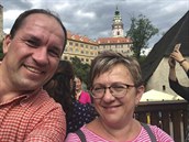 Marek Výborný s manelkou Markétou v lét na dovolené v eském Krumlov.