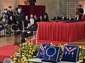 Prezident Milo Zeman pi projevu ve Vladislavském sále Praského hradu, kde se...