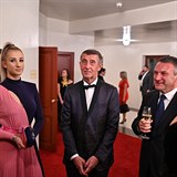 Andrej Babiš s dcerou Vivien, manželkou Monikou na slavnostním otevření...