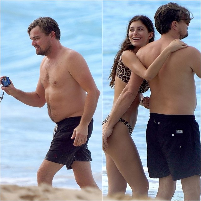 DiCaprio pěkných pár kilo přibral, ale jeho modelce to zjevně vůbec nevadí.