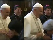 Pape Frantiek nemá problémy poprvé. Takto panicky uhýbal polibkm v italském...