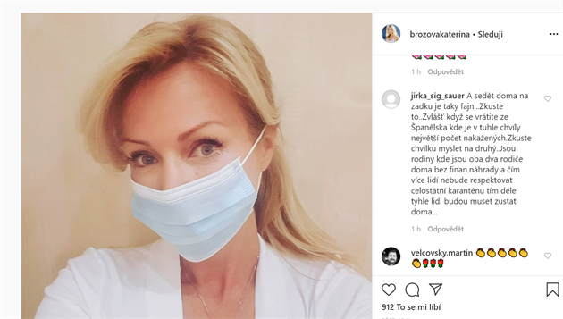 Do Brožové se na Instagramu pustilo několik lidí, herečka kritické komentáře...