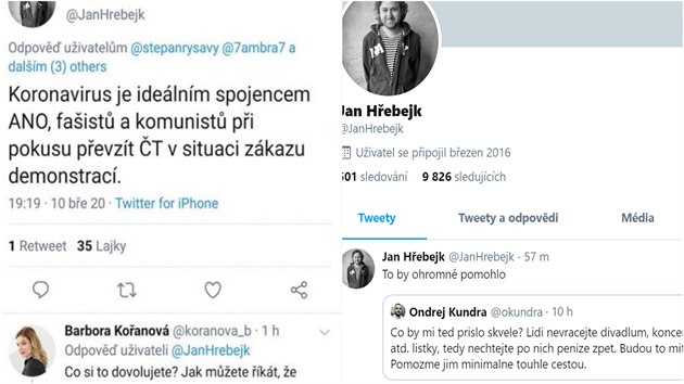 Hrozba koronaviru a s tím naízená opatení vnímají slavní rzn. Nejhloupji bezesporu Jan Hebejk, nejrozumnji pak Libor Bouek.