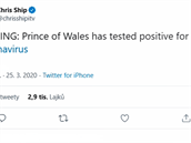 Princ Charles byl testován pozitivn.