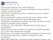Podivný status Marie Rikové na Facebooku.