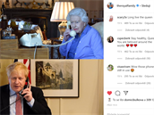 Královna Albta a premiér Boris Johnson pi telefonické audienci.