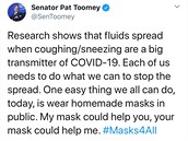Hashtag Masks4All zaal pouívat i senátor Pat Tommey.