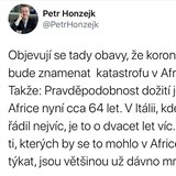 Komenttor Hospodskch novin Petr Honzejk vtipkoval na adresu koronaviru v...
