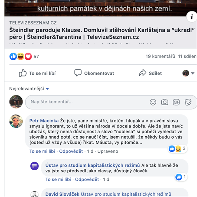 Petr Macinka se pustil do ministra kultury Lubomra Zaorlka.