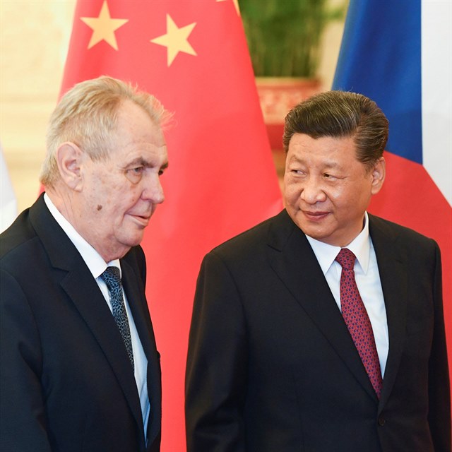 Čínský prezident Si Ťin-pching s Milošem Zemanem
