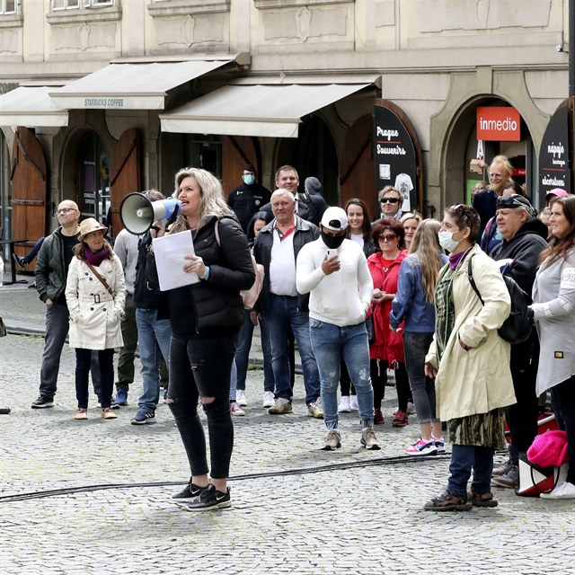 Slova se na demonstraci ujala Jana Peterkov, kter od zatku kritizuje...