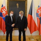 Miloš Zeman na Pražském hradě přivítal slovenského premiéra Igora Matoviče.