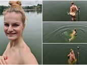 Iva Pazderková si zaplavala nahá v jezee.