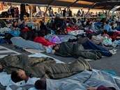 Migranti pespávají úpln vude, teba na parkovitích u supermarket.