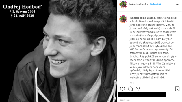 Dojemný vzkaz Ondejova bratra Lukáe Hodbod