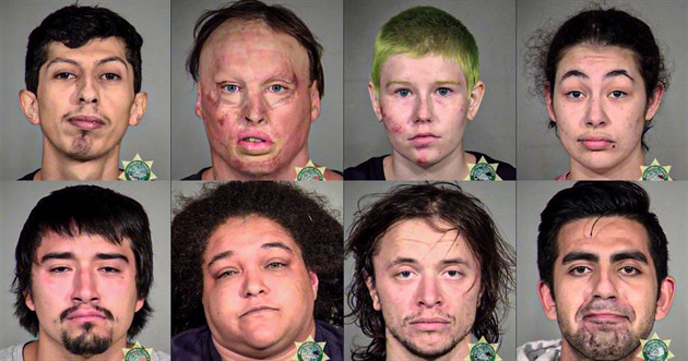 Policie v Portlandu zveřejnila tváře zadržených pravicových aktivistů.
