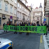 Aktivist z Rebelie proti vyhynut blokovali ulice kolem Snmovny.