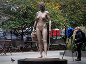 Socha Medusy s uatou hlavou Persea stojí v New Yorku.