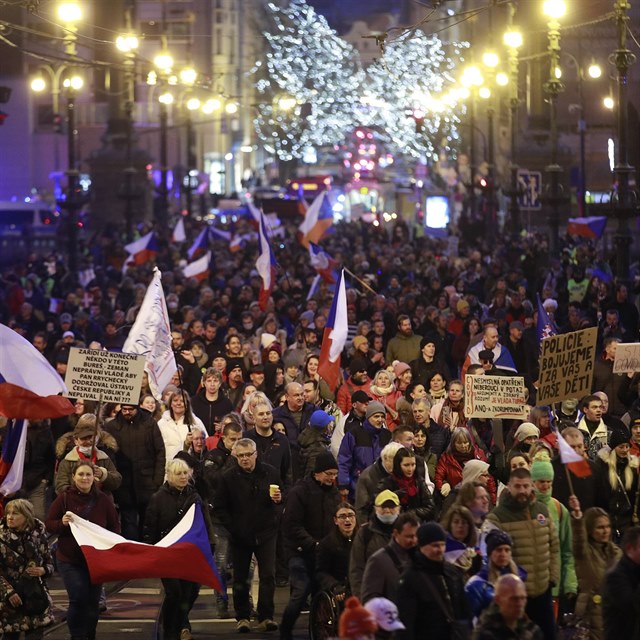 Nedělní demonstrace v Praze.