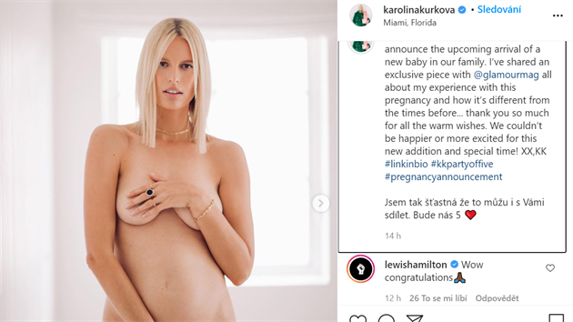 Karolína Kurková oznámila t�hotenství, gratuloval i Lewis Hamilton.