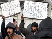 Nejsme zvíata, chceme pomoc od Evropské unie, volají migranti.