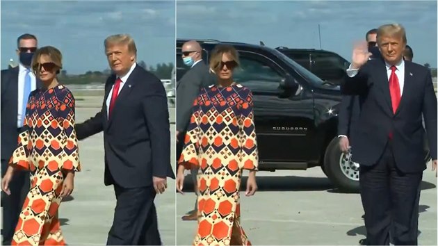 Donald Trump a Melania po p�íletu do Palm Beach