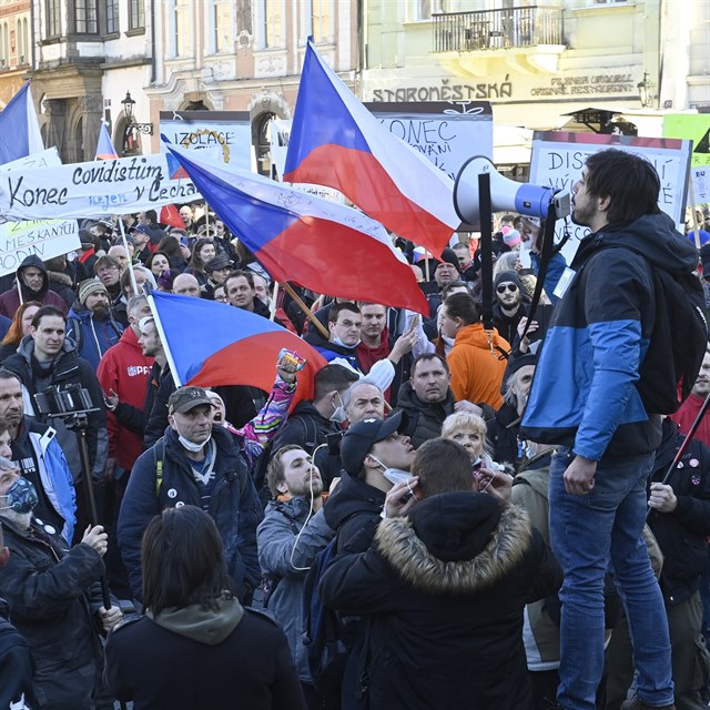 Na Staromstskm nmst v Praze se 7. bezna 2021 uskutenila demonstrace...