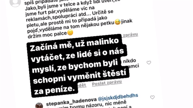 tpánka Hadenová ze Svatby se brání naení, e vztah s Pavlem udrují kvli ziskm z Instagramu.