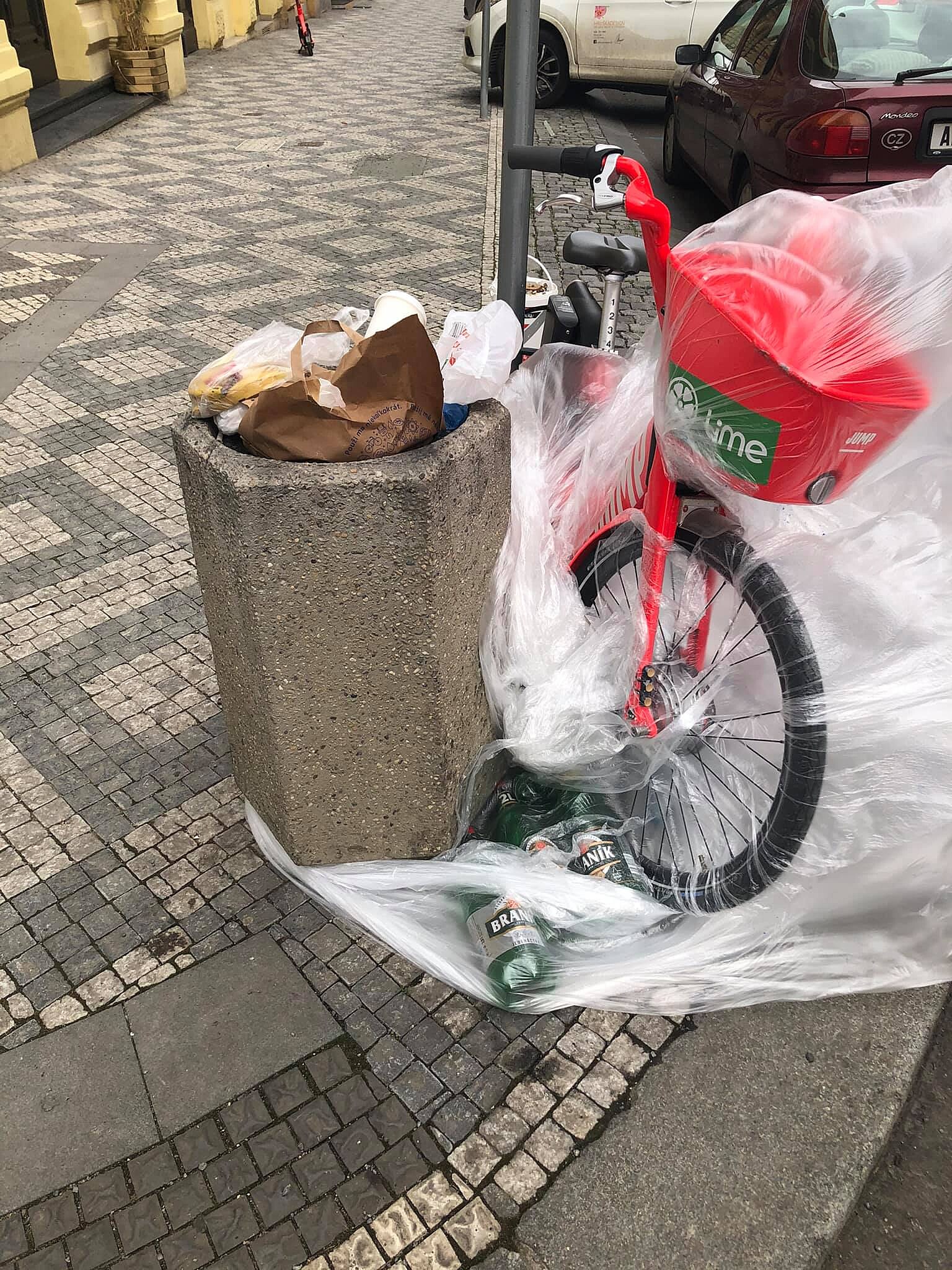 This is how scooters and bicycles end up in the streets of Prague.