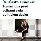 Smchu je teba, k Tom Klus a pipravuje politickou desku au esko.