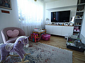 V obývacím pokoji se rozprostírá i malé hist Ellinka a bydlí tam i její...
