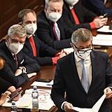 Premir Andrej Babi (ANO) hovo na schzi Snmovny k nvrhu sti opozice na...