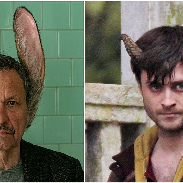 Daniel Radcliffe měl ve filmu rohy, Miroslav Krobot má zase zaječí uši.