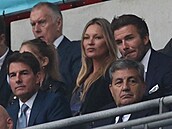 Hvzdná trojice ve Wembley: Tom Cruise, Kate Moss a David Beckham,