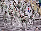 Zahájení letních olympijských her v Tokiu: Na plochu pichází korejská výprava.