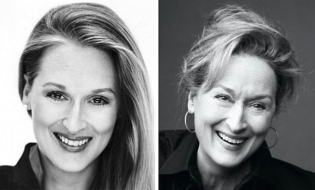 Meryl Streep v roce 1979 a 2014