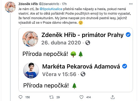 Zdeněk Hřib se pustil do šéfky TOP 09 Markéty Pekarové Adamové.