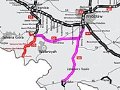 Dálnice S8 z Vratislavi do Klodzka, která bude konit na hraniním pechodu...