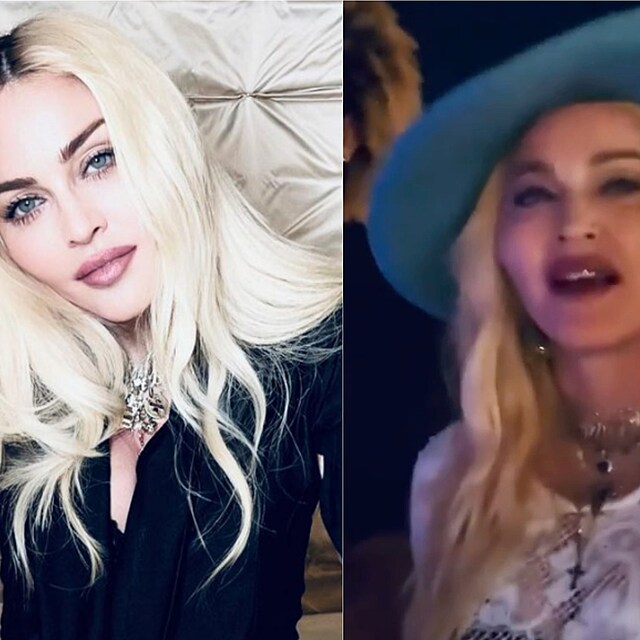 Dv tve Madonny. Vlevo fotka z Instagramu, vpravo screen z videa.