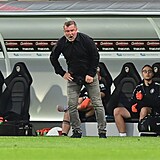 Pavel Vrba hecuje své svěřence v zápase proti Plzni.