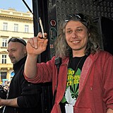 Robert Veverka na pochodu Million Marihuana March