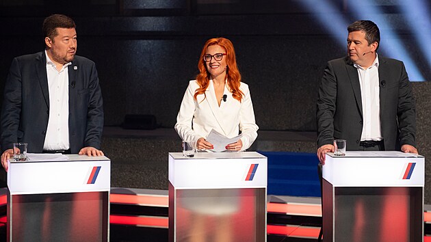 Jan Hamáek, Tomio Okamura a Zuzana Majerová.
